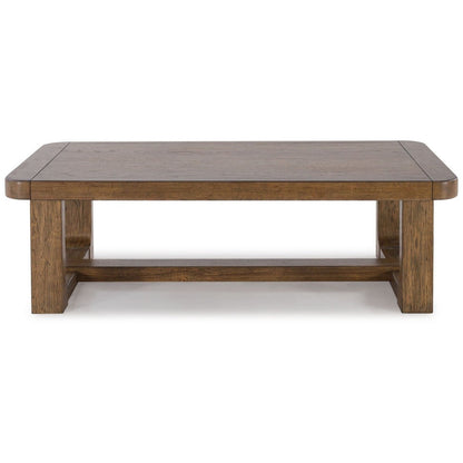 Benjara Cabal Coffee Table, Light Brown Hardwood Frame, Rectangular 34 Inch