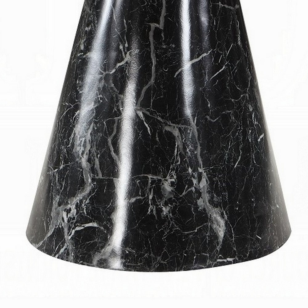 Benjara Olivia Dining Table, Pedestal Base, 48 Inch Round Black Faux Stone Top