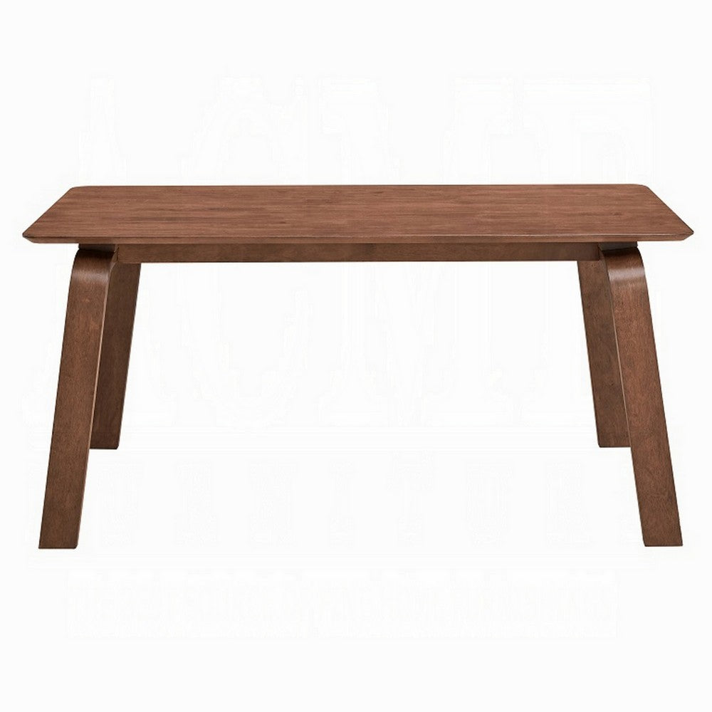 Benjara Kinni Dining Table, Walnut Brown Wood, Bent Legs, Rectangular 63 Inch