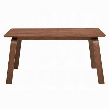 Benjara Kinni Dining Table, Walnut Brown Wood, Bent Legs, Rectangular 63 Inch