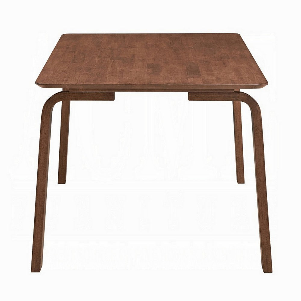 Benjara Kinni Dining Table, Walnut Brown Wood, Bent Legs, Rectangular 63 Inch