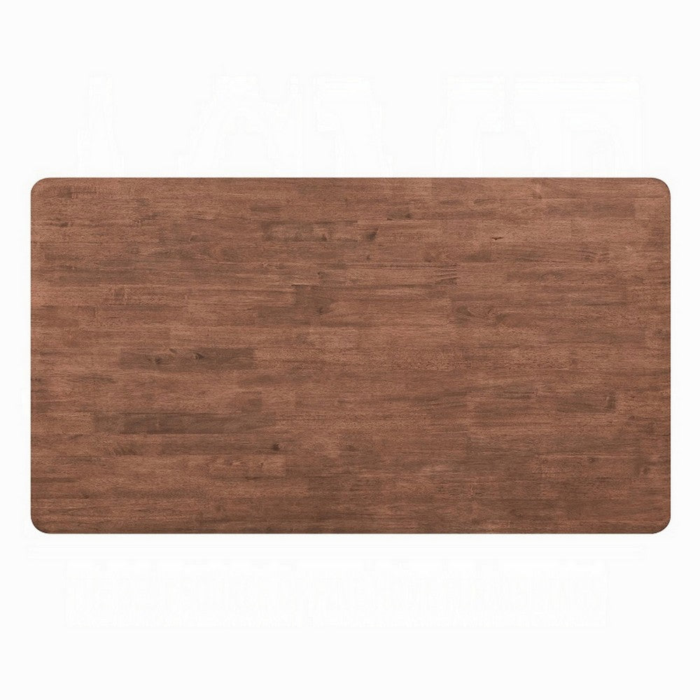 Benjara Kinni Dining Table, Walnut Brown Wood, Bent Legs, Rectangular 63 Inch