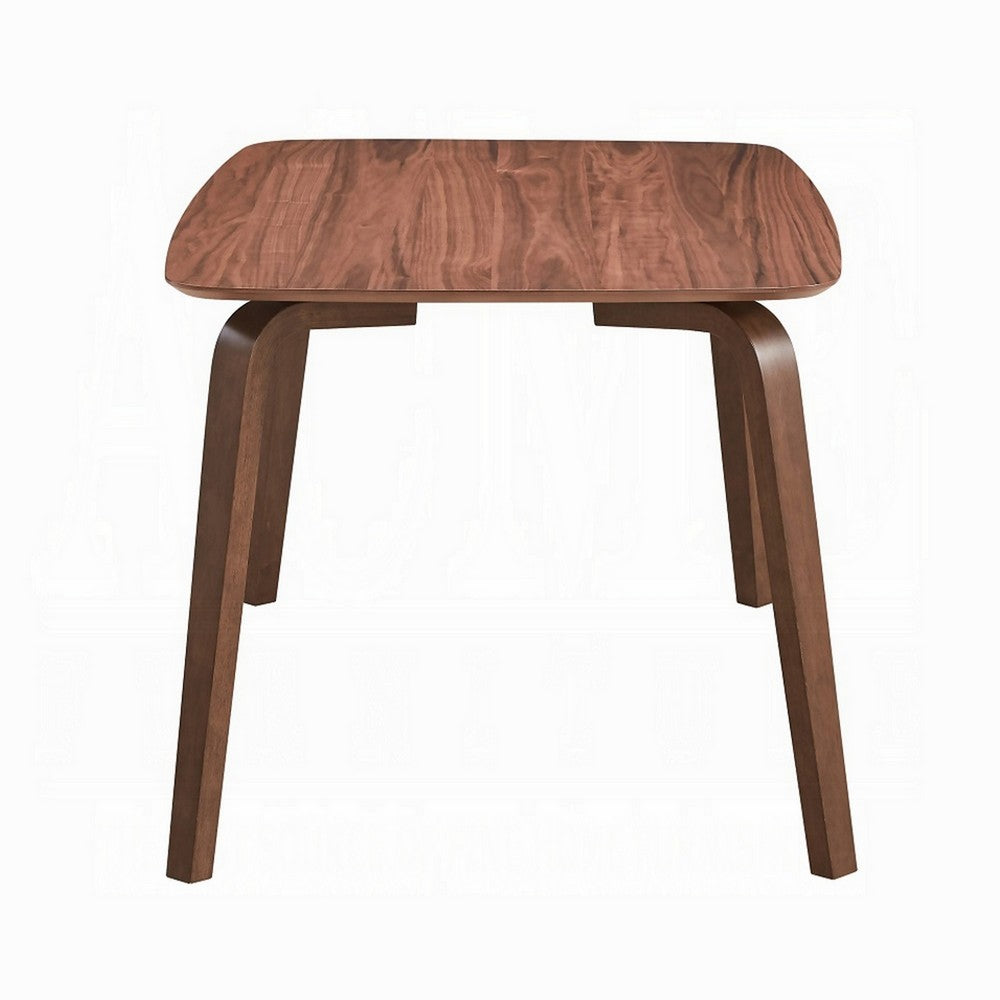 Benjara Kinni Dining Table, Walnut Brown Wood, Bent Legs, Rectangular 59 Inch