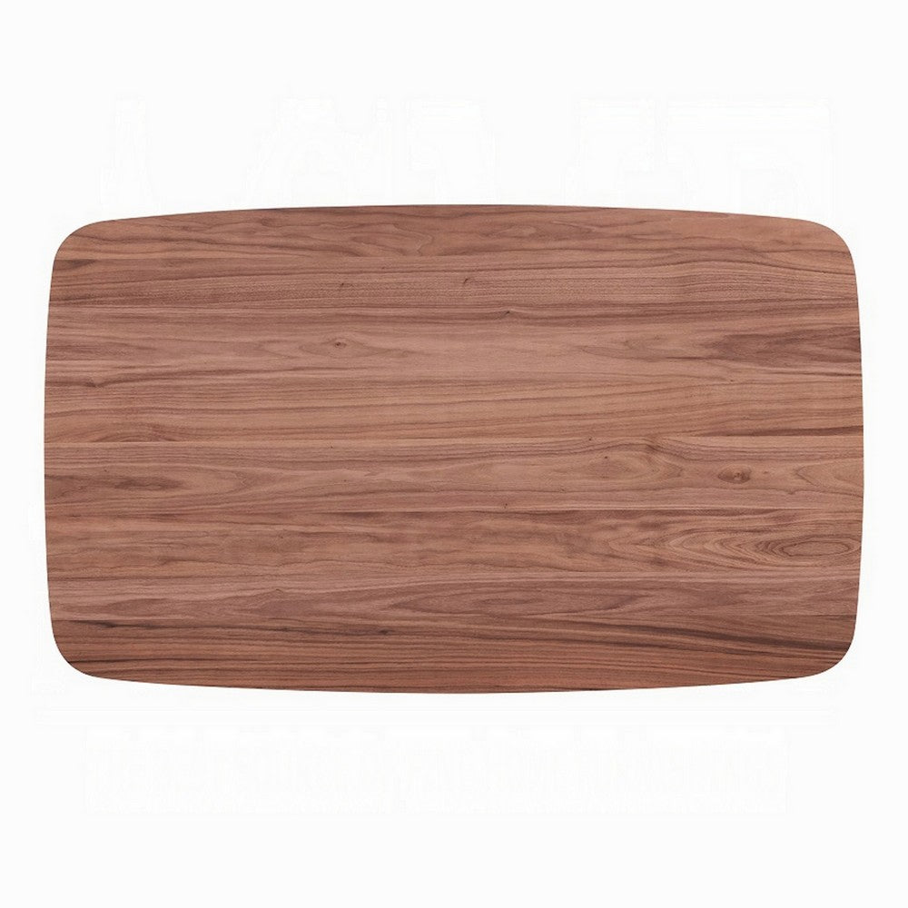 Benjara Kinni Dining Table, Walnut Brown Wood, Bent Legs, Rectangular 59 Inch