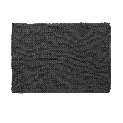 Benjara Moon Throw Blanket, 60 Inch, Knitted Design, Acrylic, Dark Gray Finish