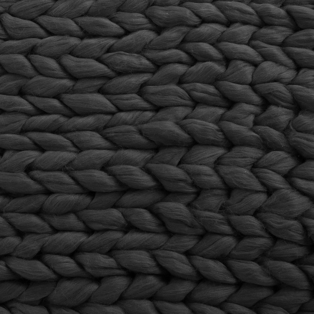 Benjara Moon Throw Blanket, 60 Inch, Knitted Design, Acrylic, Dark Gray Finish