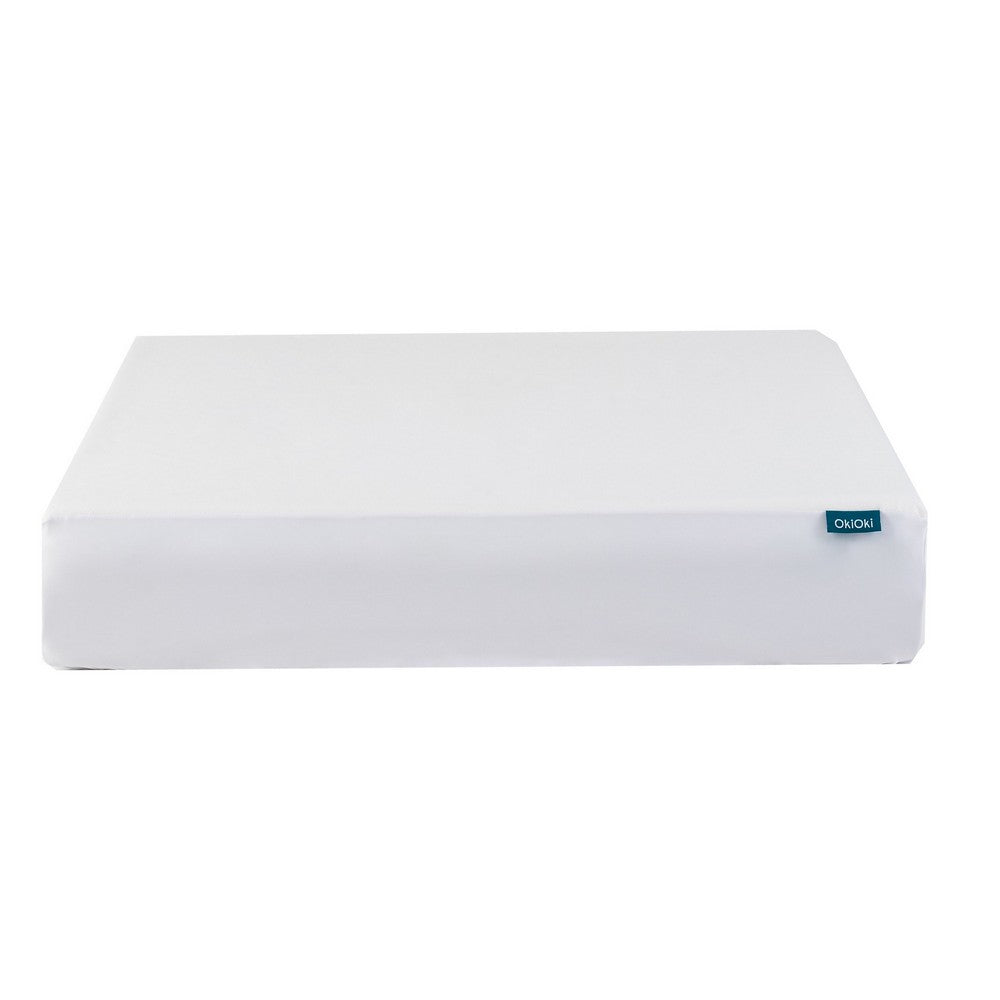 Benjara Queen Mattress Protector, Pocket Design, Waterproof Cream White Fabric