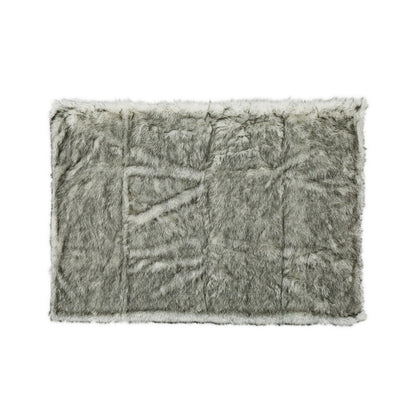 Benjara Throw Blanket, 50 x 60 Soft Faux Fur Design, Heather Gray Finish