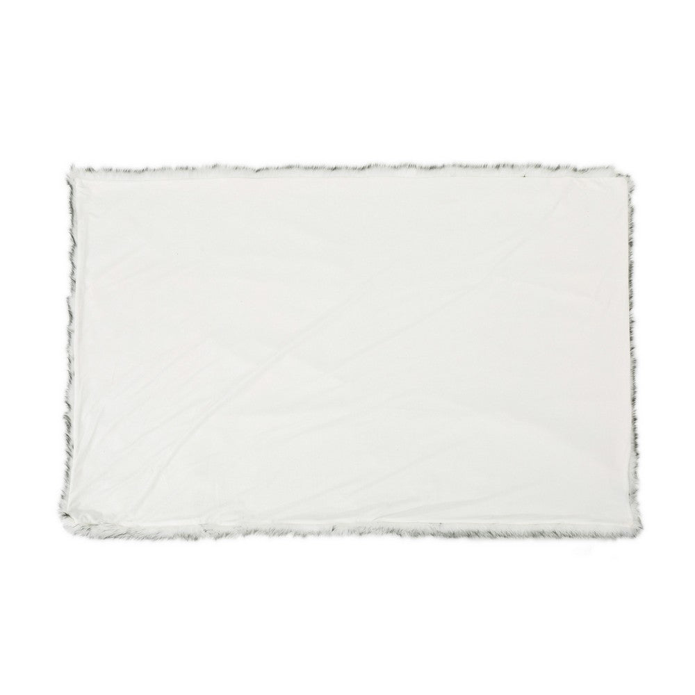 Benjara Throw Blanket, 50 x 60 Soft Faux Fur Design, Heather Gray Finish