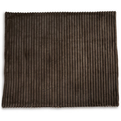 Benjara Faux Fur Throw Blanket, 61 Inch Plush Dark Brown Striped Polyester
