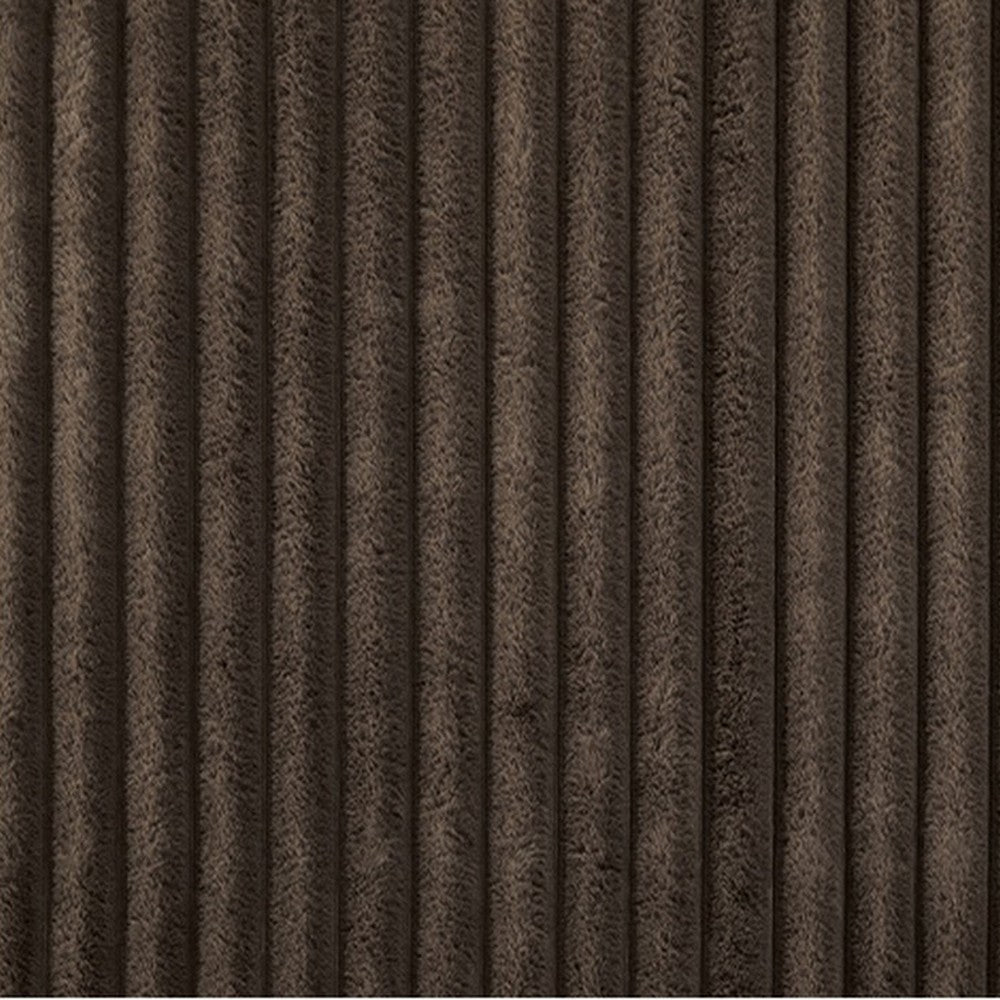 Benjara Faux Fur Throw Blanket, 61 Inch Plush Dark Brown Striped Polyester