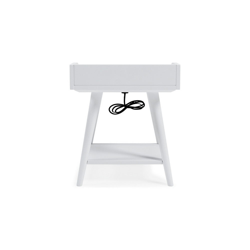 Benjara Arid Accent Table, 22 Inch, Gallery Rail Tray Top, White Wood