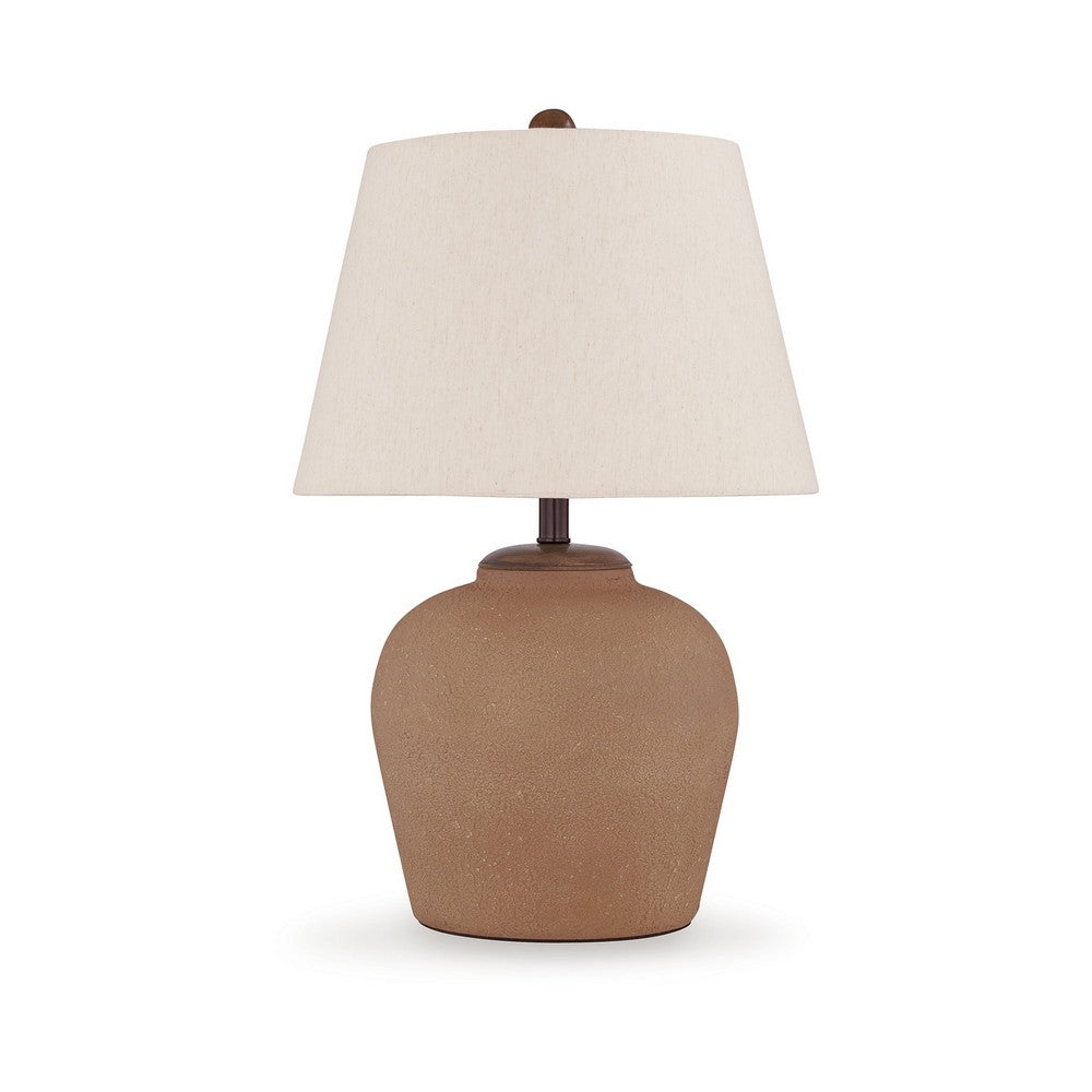 Benjara Tery Table Lamp, Empire Hardback Shade, Textured Rust Brown Metal Base