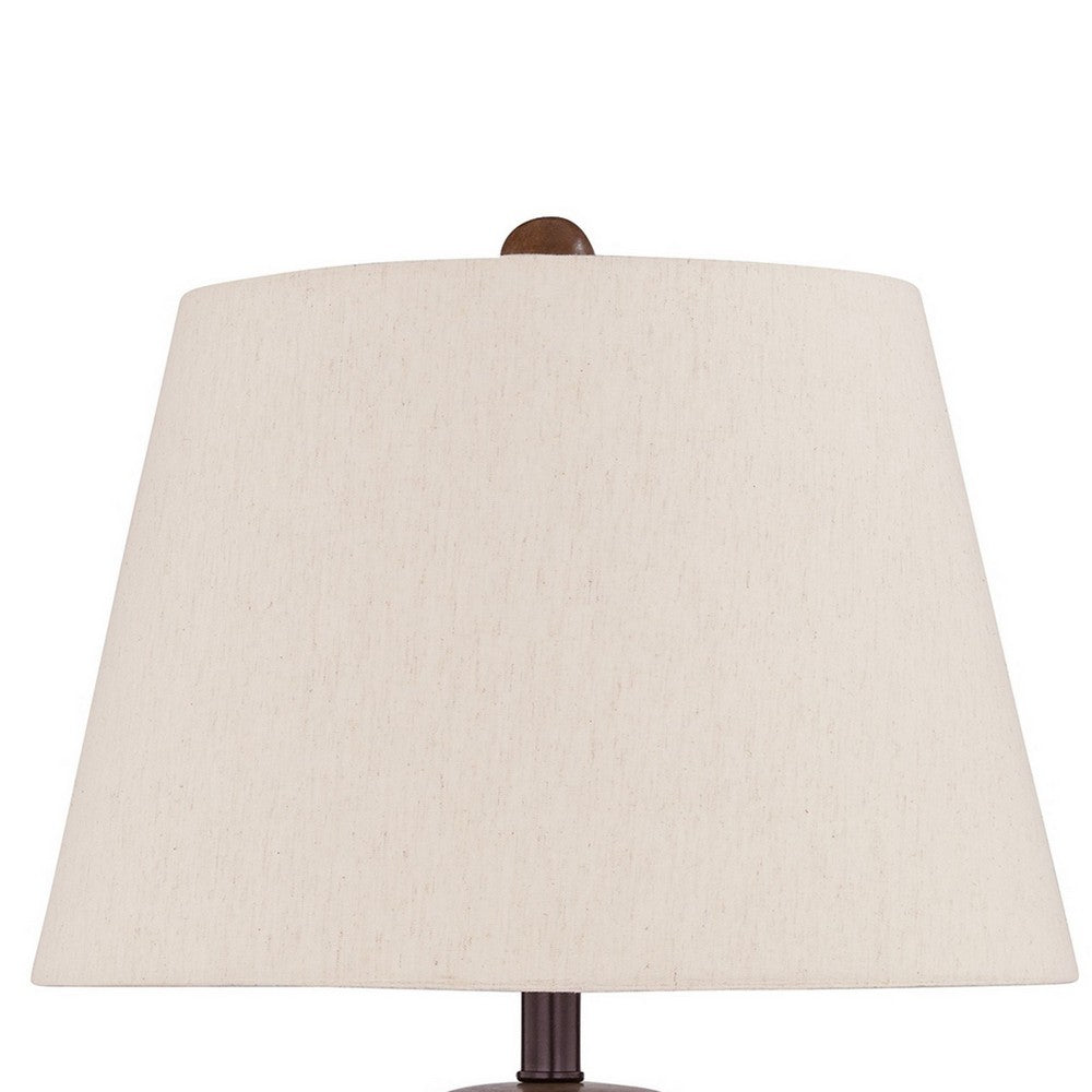Benjara Tery Table Lamp, Empire Hardback Shade, Textured Rust Brown Metal Base