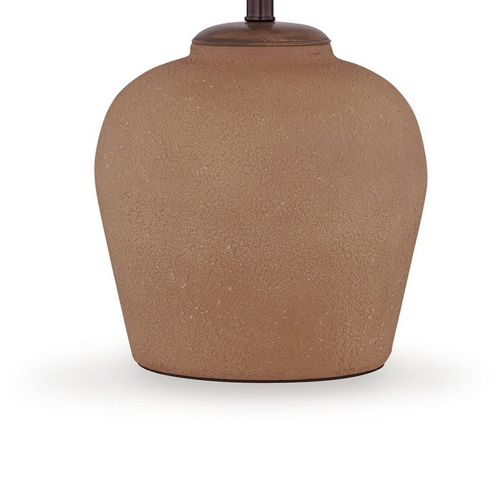Benjara Tery Table Lamp, Empire Hardback Shade, Textured Rust Brown Metal Base