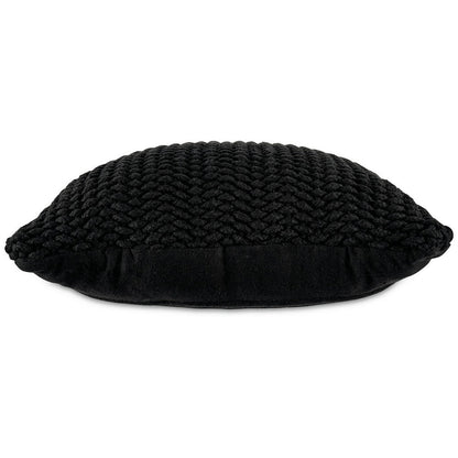 Benjara Rene Square Accent Throw Pillow, 20 Inch, Black Handwoven Design