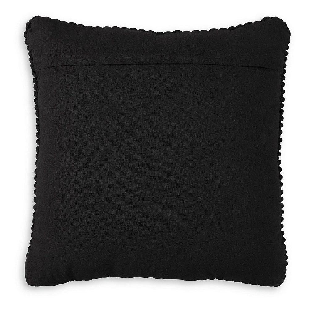 Benjara Rene Square Accent Throw Pillow, 20 Inch, Black Handwoven Design