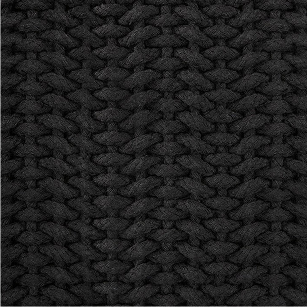 Benjara Rene Square Accent Throw Pillow, 20 Inch, Black Handwoven Design