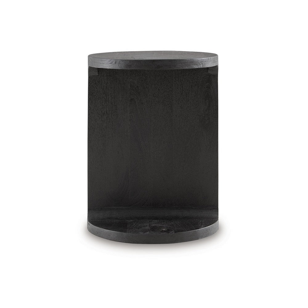 Benjara Accent Table, I Shaped Mango Wood Body, Sandblasted Black 16 Inch