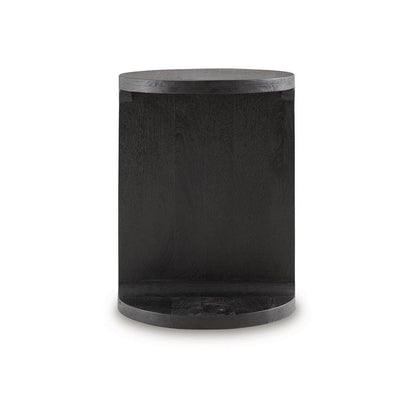 Benjara Accent Table, I Shaped Mango Wood Body, Sandblasted Black 16 Inch