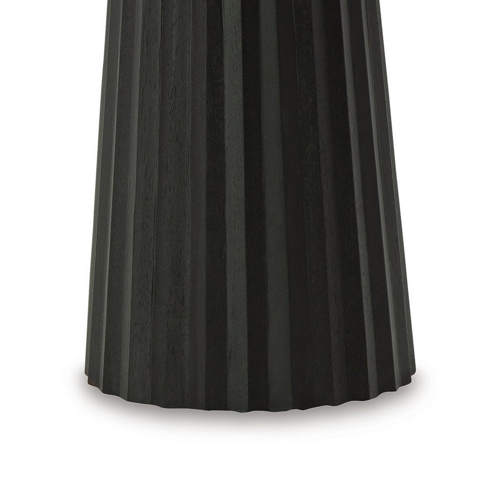 Benjara Ceil Accent Table, Round Fluted Classic Black Solid Wood Base, 14 Inch