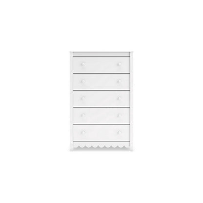 Benjara Kally Tall Dresser Chest, 5 Drawers, Modern Matte White Wood, 50 Inch
