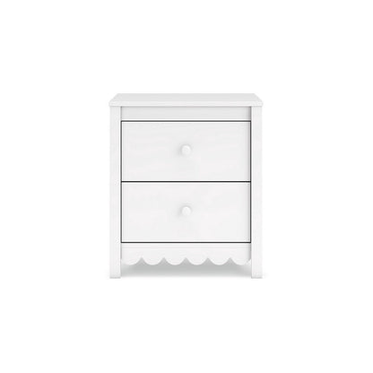 Benjara Kally Nightstand, 2 Drawers, Modern Matte White Wood Finish, 24 Inch