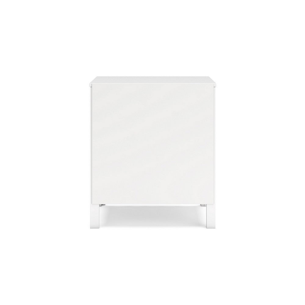 Benjara Kally Nightstand, 2 Drawers, Modern Matte White Wood Finish, 24 Inch