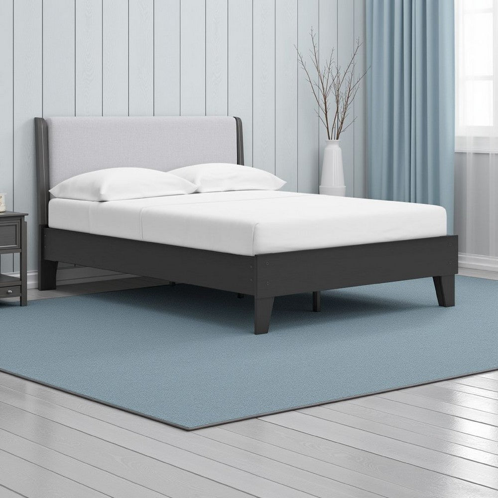 Benjara Alli Full Size Platform Bed, Matte Black Wood Frame with Laminate