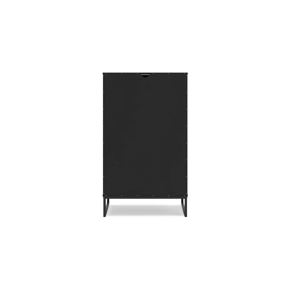 Benjara Alli Tall Dresser Chest, 5 Drawers, Matte Black, Metal Base, 51 Inch