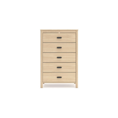 Benjara Abis Tall Dresser Chest, 5 Drawers, Natural Brown Wood, Black, 50 Inch