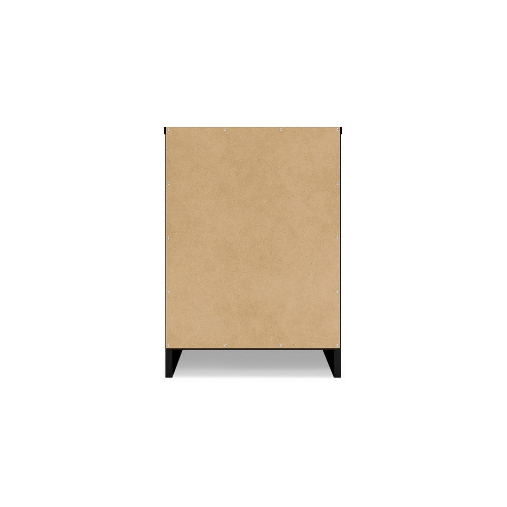 Benjara Finny Nightstand, 1 Drawer 1 Shelf, Matte Black, Silver Metal, 22 Inch