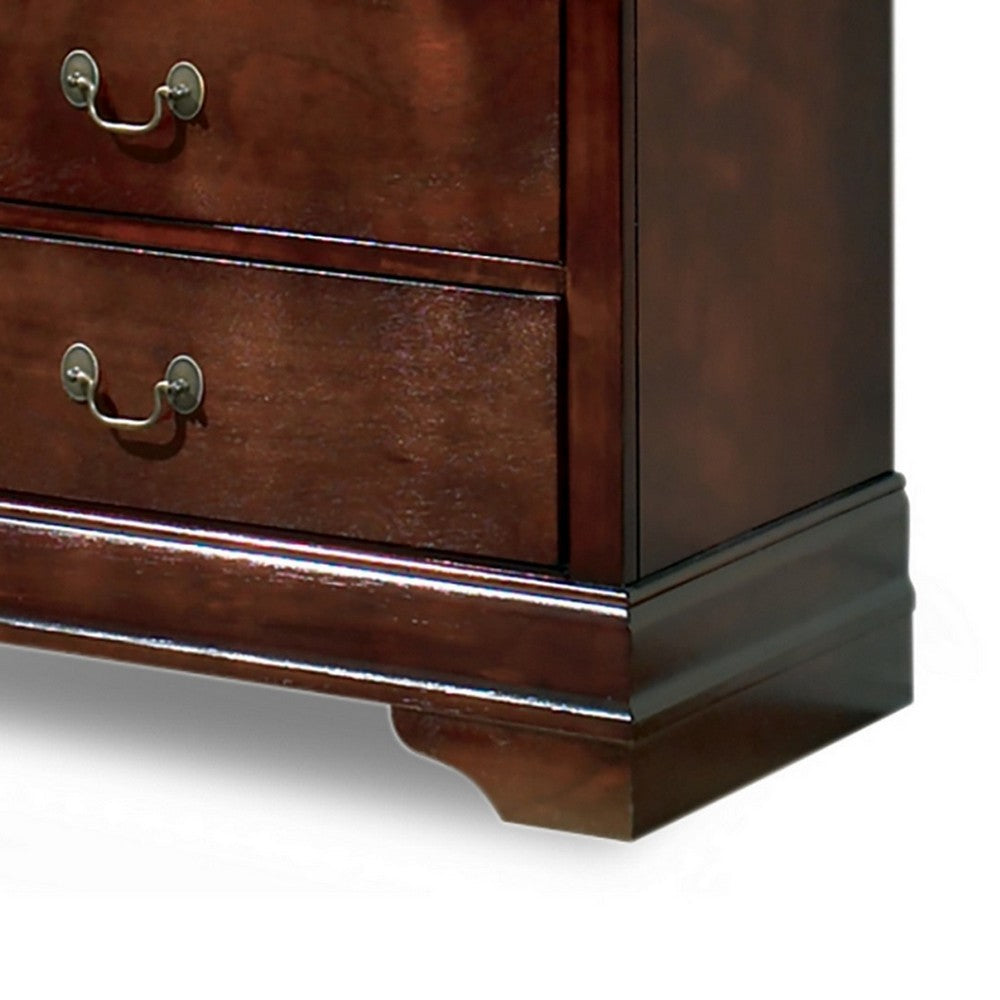 Benjara Deyr Tall Dresser Chest, 5 Drawer Bronze, Louis Philippe Molding Brown