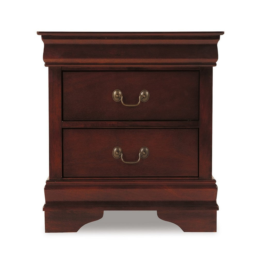 Benjara Deyr Nightstand, 2 Drawers, Bronze, Louis Philippe Molding Brown