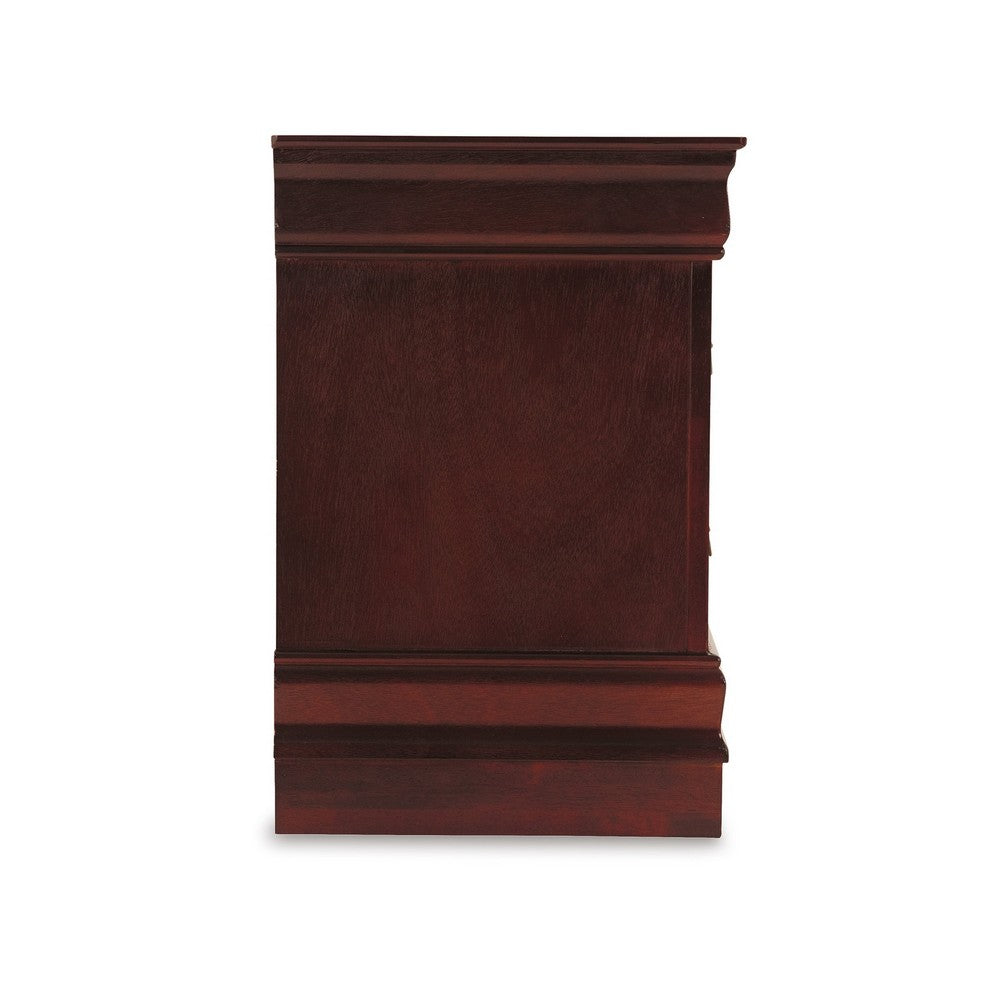 Benjara Deyr Nightstand, 2 Drawers, Bronze, Louis Philippe Molding Brown