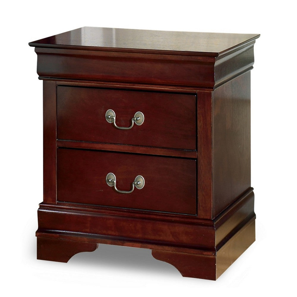 Benjara Deyr Nightstand, 2 Drawers, Bronze, Louis Philippe Molding Brown