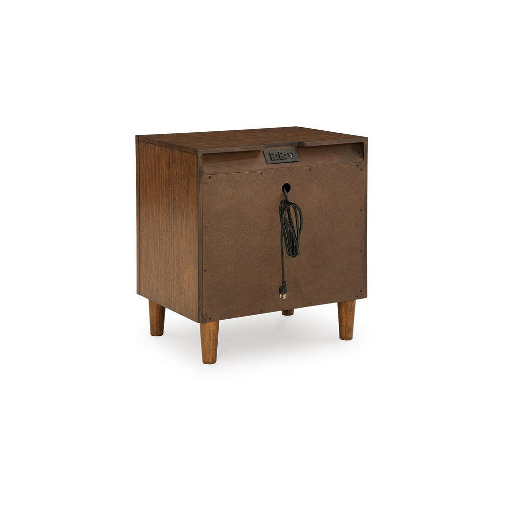 Benjara Jeyn Nightstand, 2 Drawers, Traditional Dark Brown Solid Hardwood