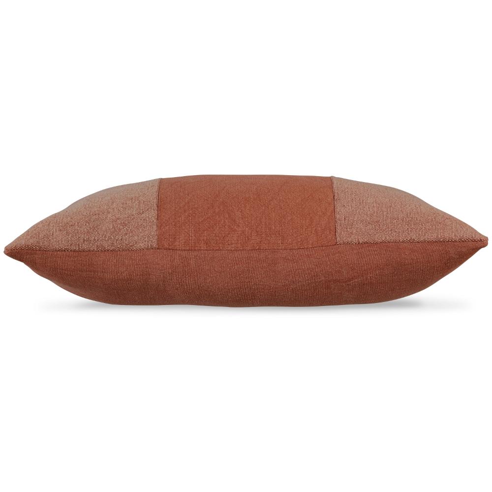 Benjara Ako 14 x 20 Lumbar Accent Throw Pillow, Spice Orange Cotton Stripe