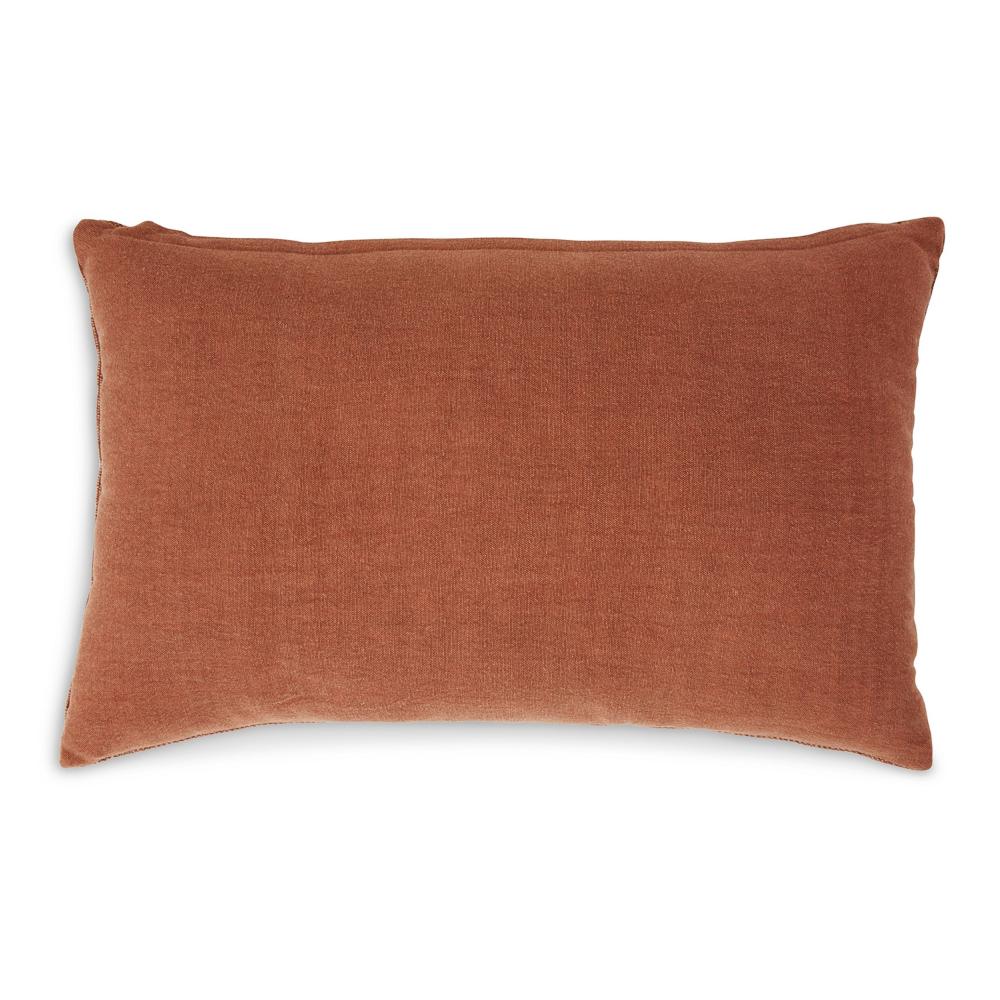 Benjara Ako 14 x 20 Lumbar Accent Throw Pillow, Spice Orange Cotton Stripe