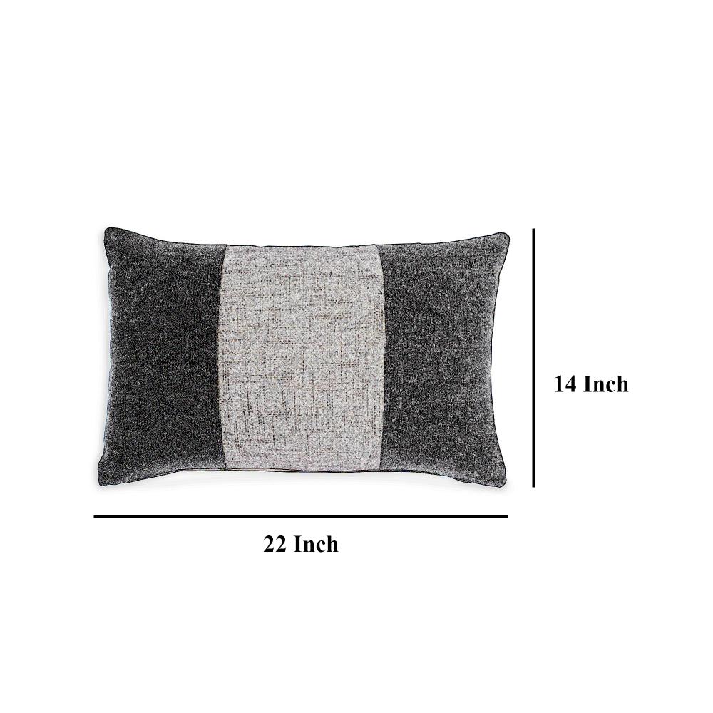 Benjara Ako 14 x 20 Lumbar Accent Throw Pillow, Spice Orange Cotton Stripe