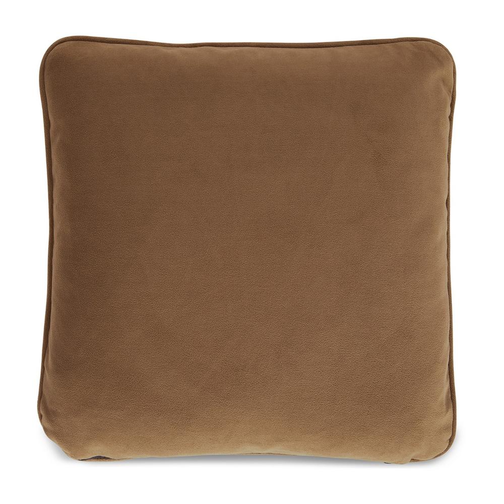 Benjara Wali Square Accent Throw Pillow, 20 Inch, Feather Fill Brown Polyester