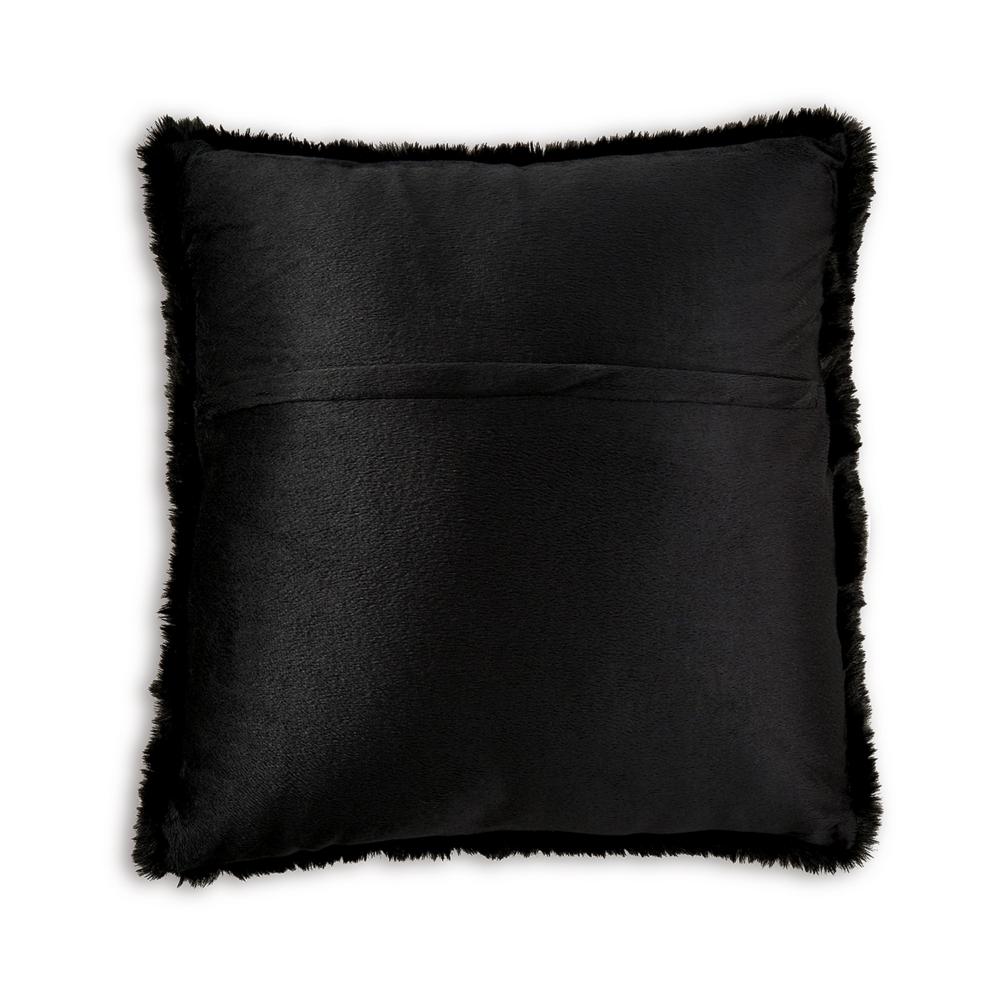 Benjara Dift Square Accent Throw Pillow, 20 Inch, Black Faux Rabbit Fur Face