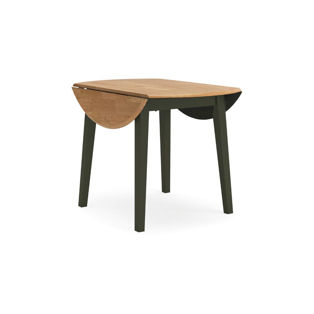 Benjara Gasy Dining Table, Extendable 26-42 Inch, Dark Green Wood, 2 Leaves