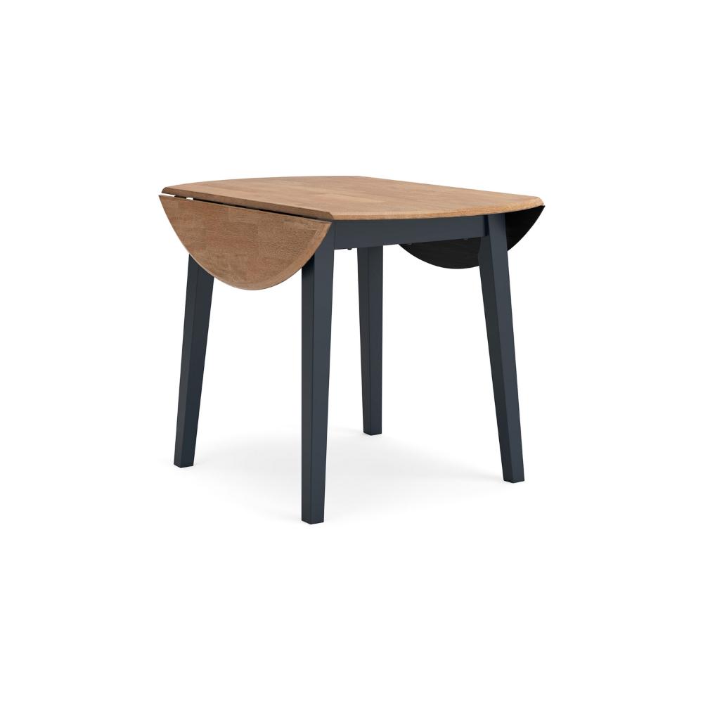 Benjara Gasy Dining Table, Extendable 26-42 Inch, Dark Blue, Wood, 2 Leaves