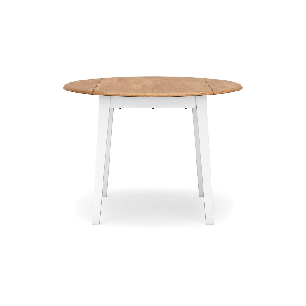 Benjara Gasy Dining Table, Extendable 26-42 Inch White Brown Wood, 2 Leaves