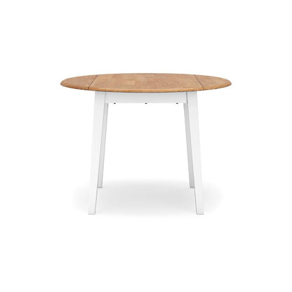 Benjara Gasy Dining Table, Extendable 26-42 Inch White Brown Wood, 2 Leaves