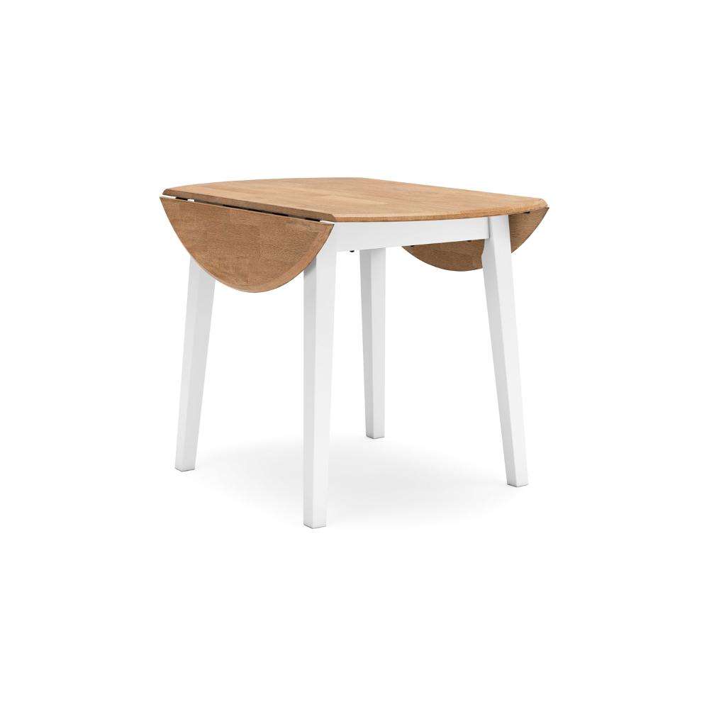 Benjara Gasy Dining Table, Extendable 26-42 Inch White Brown Wood, 2 Leaves