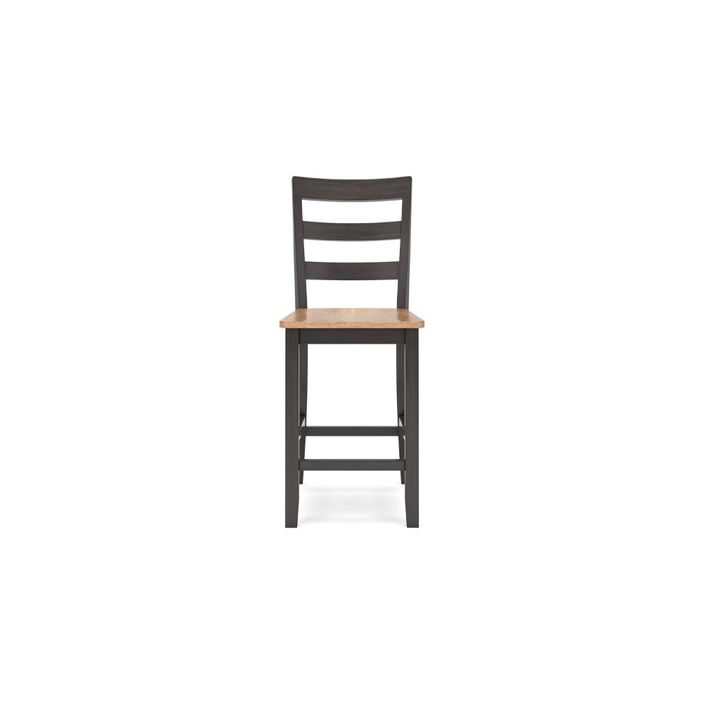 Benjara Gasy Counter Height Chair Set of 2, 24 Inch Dark Brown, Contoured Seat