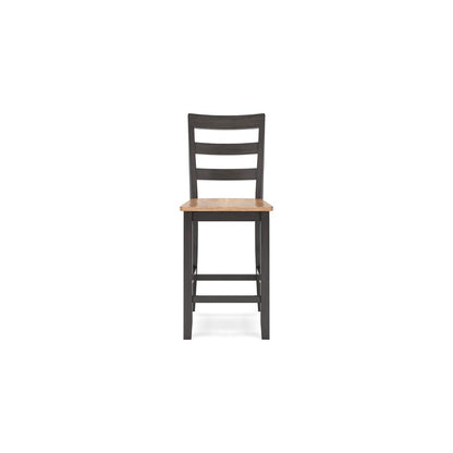 Benjara Gasy Counter Height Chair Set of 2, 24 Inch Dark Brown, Contoured Seat