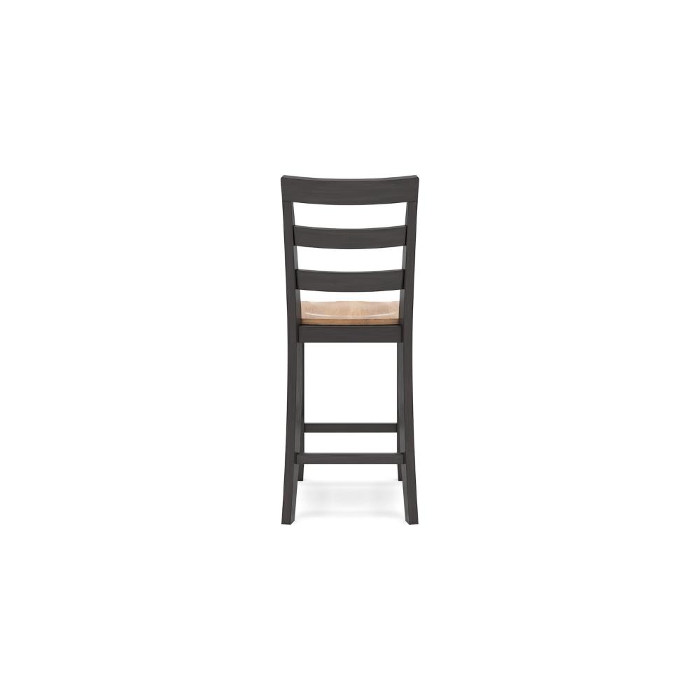 Benjara Gasy Counter Height Chair Set of 2, 24 Inch Dark Brown, Contoured Seat